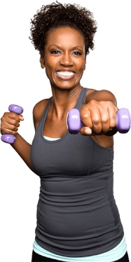Image of a woman doing fitness with dumbbells Image of a woman doing fitness with dumbbells