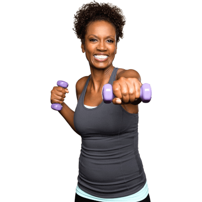 Image of a woman doing fitness with dumbbells Image of a woman doing fitness with dumbbells