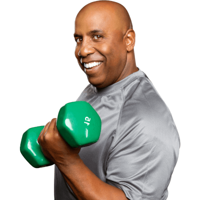 Image of a man working out his bicep with a dumbbell Image of a man working out his bicep with a dumbbell