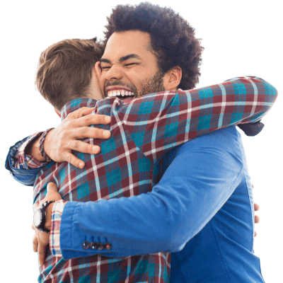 Two men hugging Two men hugging